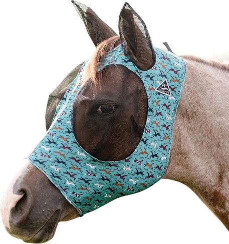 Professional's Choice Comfort-Fit Horse Fly Mask - Pony Tracks Pattern - Maximum Protection and Comfort for Your Horse in Kuwait