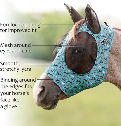 Professional's Choice Comfort-Fit Horse Fly Mask - Pony Tracks Pattern - Maximum Protection and Comfort for Your Horse in Kuwait
