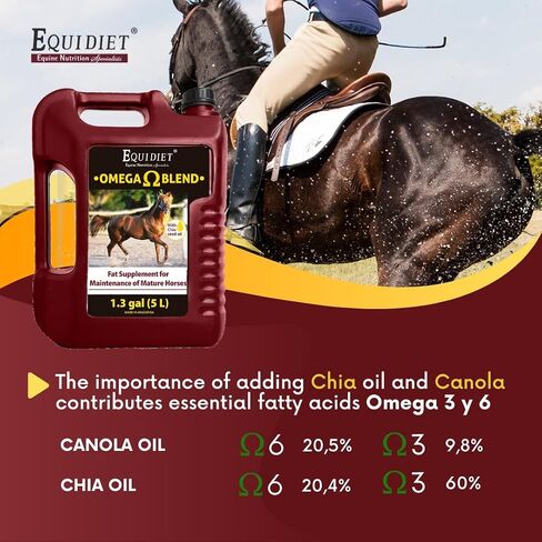 OMEGA BLEND supplement - horse weight gain supplement - supplement cool calories horse - for horses - Omega 3 and 6 - Natural Antioxidants Chia Canola - Stimulates muscle development in Saudi Arabia