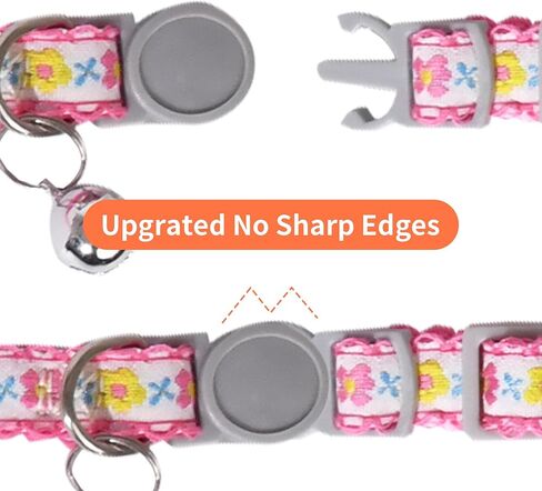 AIITLE 2 Pack Breakaway Cat Collar with Bell, Adjustable Flower Printing Cat Collars for Girl Cats and Boy Cats, Kittens, Puppy, Soft Stylish Flower Patterns Cat Collars, Chocolate & Hot Pink in Saudi Arabia