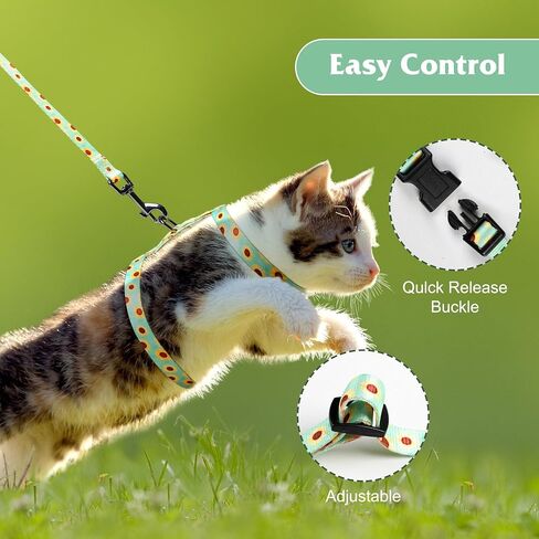 Leekalos Cat Harness and Leash for Walking,Cats Escape Proof - Adjustable Kitten Harness for Large Small Cats, Use Safe & Easy,Fit for Puppy,Rabbit in Saudi Arabia