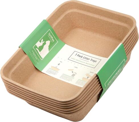 (7-Pack) Disposable Recycled Cat Litter Box, Recycled Cardboard 7-Pack., Brown in Saudi Arabia