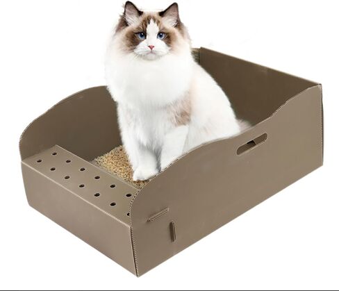 Large Disposable Litter Box 1 Unit - Waterproof Lightweight Cat Litter Box, Polypropylene Construction, Monthly Use - Grey, 17.3 X 13 in in Saudi Arabia