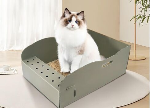 Large Disposable Litter Box 1 Unit - Waterproof Lightweight Cat Litter Box, Polypropylene Construction, Monthly Use - Grey, 17.3 X 13 in in Saudi Arabia