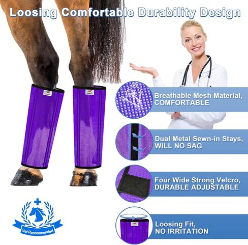 Mesh Horse Fly Boots Set of 4, Mesh Boots for Horses, Leggings for Horses, Reduce-Stomping, Breathable Mesh, Loose Fitting, Stay Up Not Sag, No Rub in Saudi Arabia