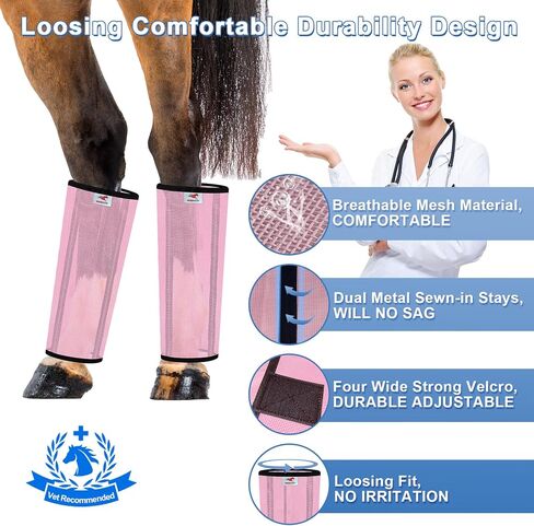 Mesh Horse Fly Boots Set of 4, Mesh Boots for Horses, Leggings for Horses, Reduce-Stomping, Breathable Mesh, Loose Fitting, Stay Up Not Sag, No Rub in Saudi Arabia