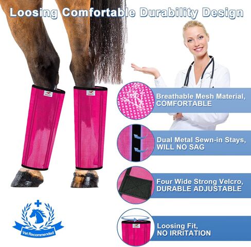 Mesh Horse Fly Boots Set of 4, Mesh Boots for Horses, Leggings for Horses, Reduce-Stomping, Breathable Mesh, Loose Fitting, Stay Up Not Sag, No Rub in Saudi Arabia