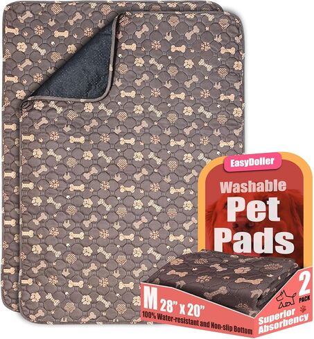 Washable Pee Pads for Dogs - 2 Pcs 20"x28" Gray Superior Reusable Puppy Pet Training Pads - Waterproof Dog Pee Pad Protects Against Urine Leakage Non-Slip Grip Prevents Slipping & Bunching in Kuwait