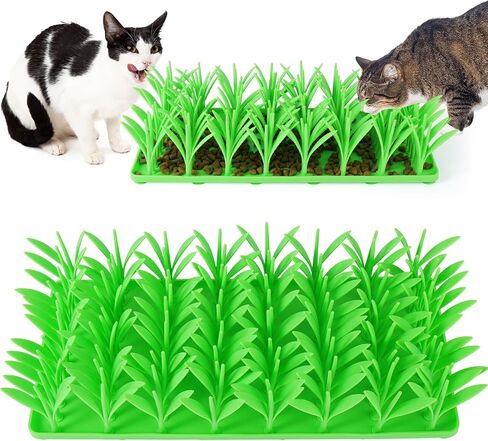 Mity rain Grass Mat for Cats - Green Silicone Grass Cat Food Mat, Cat Grass for Indoor Cats Nosework Training Cat Feeding Mat Feed Game Stress Relief in Saudi Arabia