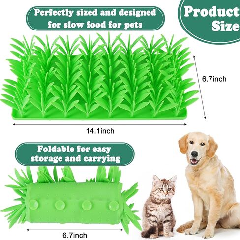 Mity rain Grass Mat for Cats - Green Silicone Grass Cat Food Mat, Cat Grass for Indoor Cats Nosework Training Cat Feeding Mat Feed Game Stress Relief in Saudi Arabia