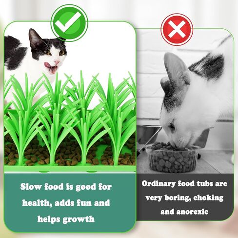 Mity rain Grass Mat for Cats - Green Silicone Grass Cat Food Mat, Cat Grass for Indoor Cats Nosework Training Cat Feeding Mat Feed Game Stress Relief in Saudi Arabia