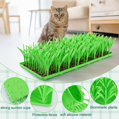 Mity rain Grass Mat for Cats - Green Silicone Grass Cat Food Mat, Cat Grass for Indoor Cats Nosework Training Cat Feeding Mat Feed Game Stress Relief in Saudi Arabia
