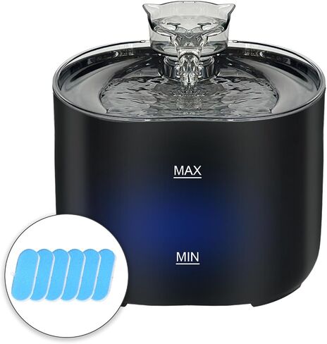 Cat Water Fountain: 2.2L/74oz Cat Fountains Ultra Quiet Pet Fountains with Cat-Shaped Spout, Pet Water Fountain in LED Light, Water Fountains for Cats Indoor-Cat Drinking Dispenser in Saudi Arabia