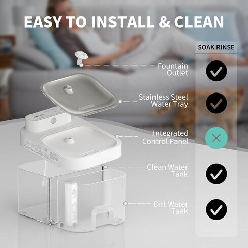 Wireless Pump Cat Water Fountain, 3L/101oz Pet Water Fountain for Cats Dogs Inside, Automatic Cat Water Dispenser with App Control, Smart Fountain, Clean and Dirty Separation in Saudi Arabia