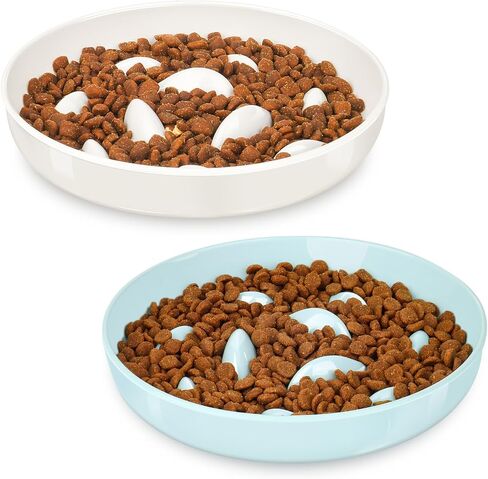 2PCS Cat Slow Feeder Bowl, Cat Food Bowl with Fish Pool Design, Healthy Eating Diet Pet Bowl, Interactive Puzzle Feeder Dish for Cats Kittens, Non-Slip Anti Gulping Cat Bowl for Dry and Wet Food in Saudi Arabia