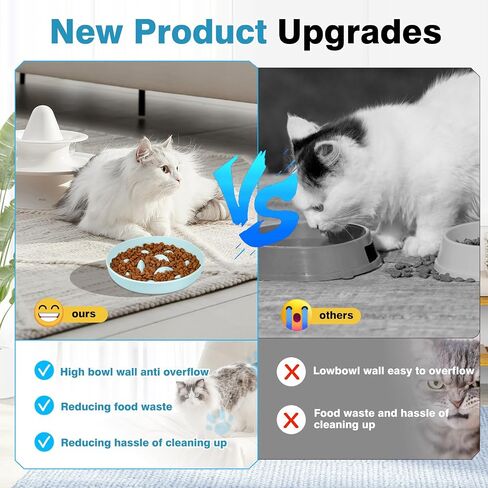 2PCS Cat Slow Feeder Bowl, Cat Food Bowl with Fish Pool Design, Healthy Eating Diet Pet Bowl, Interactive Puzzle Feeder Dish for Cats Kittens, Non-Slip Anti Gulping Cat Bowl for Dry and Wet Food in Saudi Arabia