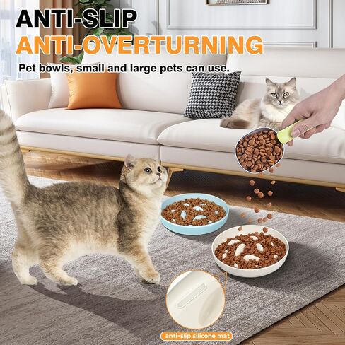 2PCS Cat Slow Feeder Bowl, Cat Food Bowl with Fish Pool Design, Healthy Eating Diet Pet Bowl, Interactive Puzzle Feeder Dish for Cats Kittens, Non-Slip Anti Gulping Cat Bowl for Dry and Wet Food in Saudi Arabia