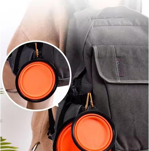 Collapsible dog bowls, 350 ml | Purple Travel Bowls | 2 Pack Portable Water Fountain for Dogs, Cats and Pets with 2 Carabiners | and toy ball for dogs and cats | BPA free in Saudi Arabia