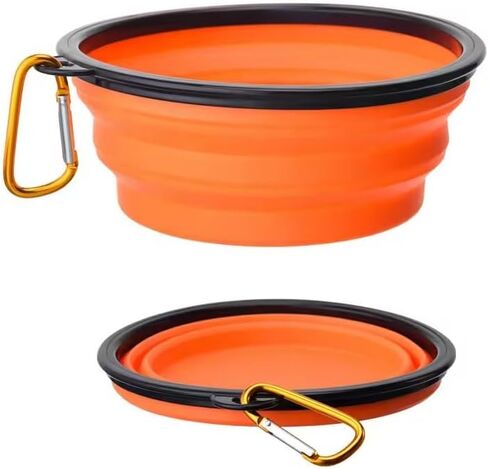Collapsible dog bowls, 350 ml | Purple Travel Bowls | 2 Pack Portable Water Fountain for Dogs, Cats and Pets with 2 Carabiners | and toy ball for dogs and cats | BPA free in Saudi Arabia