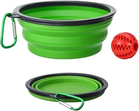 Collapsible dog bowls, 350 ml | Purple Travel Bowls | 2 Pack Portable Water Fountain for Dogs, Cats and Pets with 2 Carabiners | and toy ball for dogs and cats | BPA free in Saudi Arabia