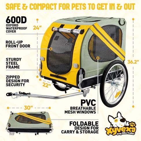 Dog Bike Trailer, Bike Trailer for Dogs, Pet Bike Trailer Fits for Medium Dogs Dog Trailer for Bike Up to 88lbs Easy Folding Frame Cart in Saudi Arabia