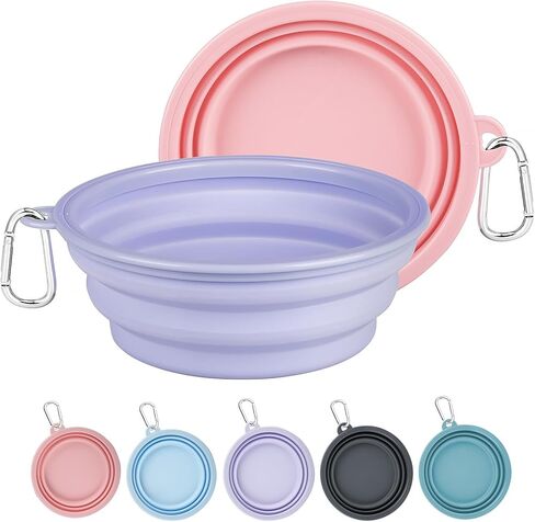 Kytely Collapsible Dog Bowls for Travel, 2Pack Dog Portable Water Bowl, Foldable Pet Food Bowl with Clasp, Pet Cat Feeding Cup Dish for Traveling, Walking, Hiking in Saudi Arabia