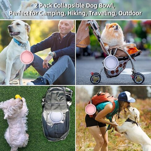 Kytely Collapsible Dog Bowls for Travel, 2Pack Dog Portable Water Bowl, Foldable Pet Food Bowl with Clasp, Pet Cat Feeding Cup Dish for Traveling, Walking, Hiking in Saudi Arabia