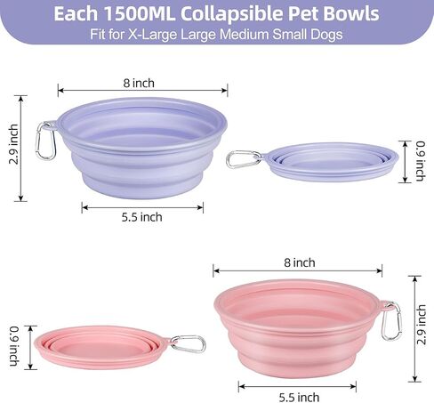Kytely Collapsible Dog Bowls for Travel, 2Pack Dog Portable Water Bowl, Foldable Pet Food Bowl with Clasp, Pet Cat Feeding Cup Dish for Traveling, Walking, Hiking in Saudi Arabia