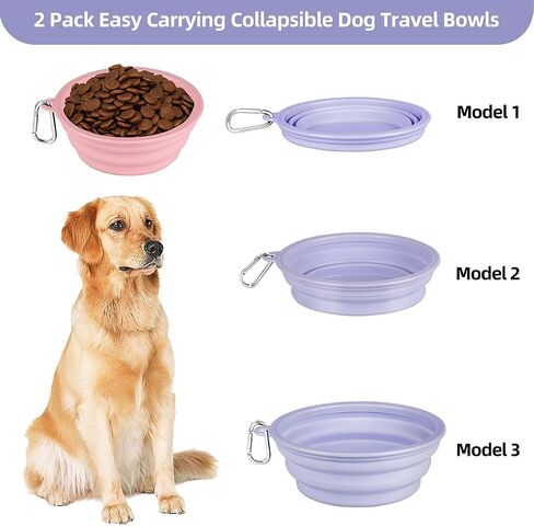 Kytely Collapsible Dog Bowls for Travel, 2Pack Dog Portable Water Bowl, Foldable Pet Food Bowl with Clasp, Pet Cat Feeding Cup Dish for Traveling, Walking, Hiking in Saudi Arabia