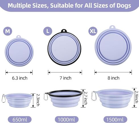 Kytely Collapsible Dog Bowls for Travel, 2Pack Dog Portable Water Bowl, Foldable Pet Food Bowl with Clasp, Pet Cat Feeding Cup Dish for Traveling, Walking, Hiking in Saudi Arabia