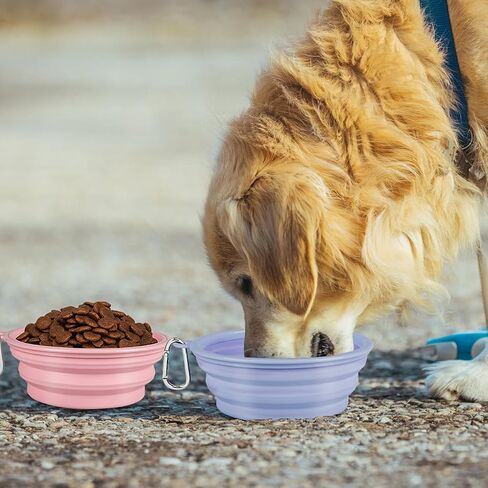 Kytely Collapsible Dog Bowls for Travel, 2Pack Dog Portable Water Bowl, Foldable Pet Food Bowl with Clasp, Pet Cat Feeding Cup Dish for Traveling, Walking, Hiking in Saudi Arabia