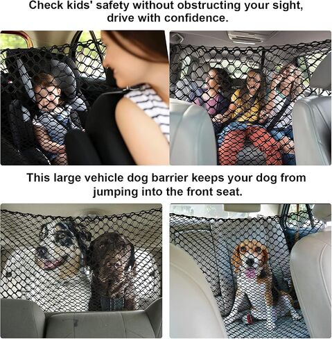 Dog Barrier Car Net with Hooks, Pet Car Net SUV Back Seat Barrier Net, Adjustable Dog Net for Car, Vehicle Barrier for SUV Vans Trucks, Safety Car Net As Organizer Storage Bag Removal Pet Divider in Saudi Arabia