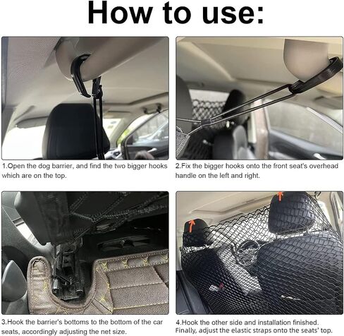 Dog Barrier Car Net with Hooks, Pet Car Net SUV Back Seat Barrier Net, Adjustable Dog Net for Car, Vehicle Barrier for SUV Vans Trucks, Safety Car Net As Organizer Storage Bag Removal Pet Divider in Saudi Arabia
