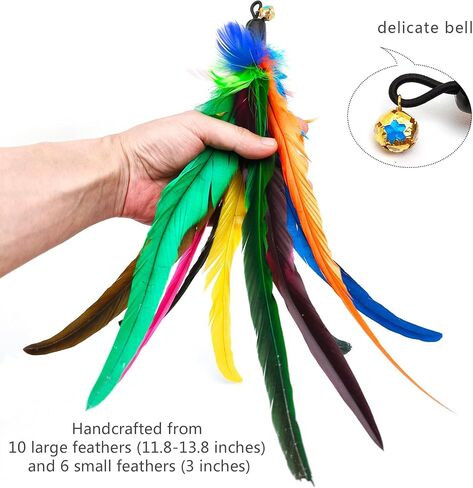 Cat Toy 2PCS Ultra-Long Cat Teaser(50"+38")+9PCS Da Bird Feather Refills,Cat Fishing Pole Toy,Interactive Cat Toys -Retractable Cat Wand Toy and Feather Toys Refills for Indoor Cats in Saudi Arabia