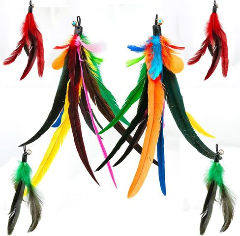 Cat Toy 2PCS Ultra-Long Cat Teaser(50"+38")+9PCS Da Bird Feather Refills,Cat Fishing Pole Toy,Interactive Cat Toys -Retractable Cat Wand Toy and Feather Toys Refills for Indoor Cats in Saudi Arabia