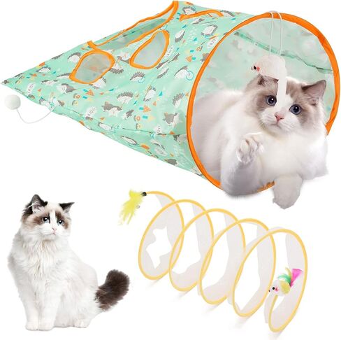 Cat Tunnel Toy and Cats Spiral Tunnel Toys, Portable Collapsible Cattycoil Drill Bag Toy for Indoor Cats, Self Interactive Cat Spiral Tunnel Toy for Indoor Cats Play Exercise in Saudi Arabia