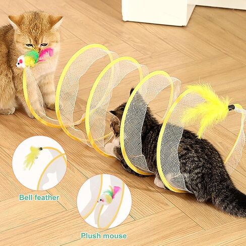 Cat Tunnel Toy and Cats Spiral Tunnel Toys, Portable Collapsible Cattycoil Drill Bag Toy for Indoor Cats, Self Interactive Cat Spiral Tunnel Toy for Indoor Cats Play Exercise in Saudi Arabia