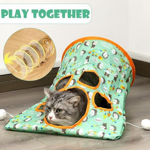 Cat Tunnel Toy and Cats Spiral Tunnel Toys, Portable Collapsible Cattycoil Drill Bag Toy for Indoor Cats, Self Interactive Cat Spiral Tunnel Toy for Indoor Cats Play Exercise in Saudi Arabia