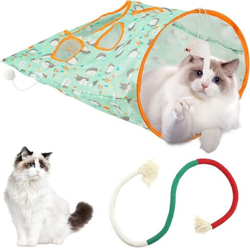 Cat Tunnel Toy and Cats Spiral Tunnel Toys, Portable Collapsible Cattycoil Drill Bag Toy for Indoor Cats, Self Interactive Cat Spiral Tunnel Toy for Indoor Cats Play Exercise in Saudi Arabia