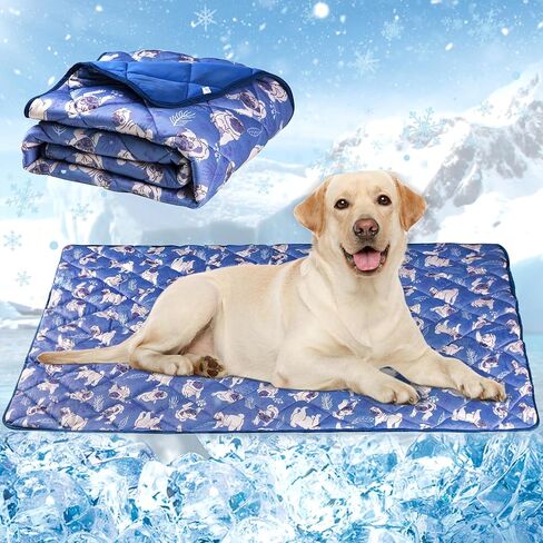Dog Cooling Mat, Washable Dogs Cats Pet Non-Toxic Cooling Pads Summer Sleeping Kennel Mats，Pet Self Cool Ice Blanket for Indoor & Outdoor Dog Beach Essentials Light Gray Large in Saudi Arabia