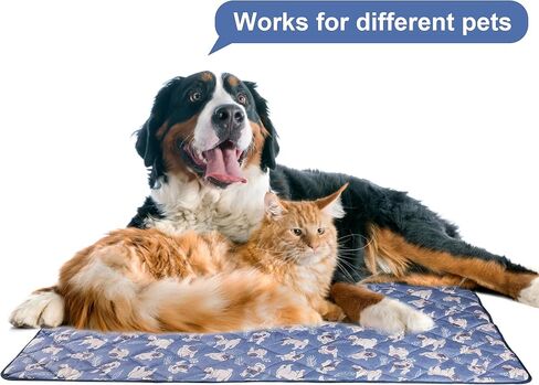 Dog Cooling Mat, Washable Dogs Cats Pet Non-Toxic Cooling Pads Summer Sleeping Kennel Mats，Pet Self Cool Ice Blanket for Indoor & Outdoor Dog Beach Essentials Light Gray Large in Saudi Arabia