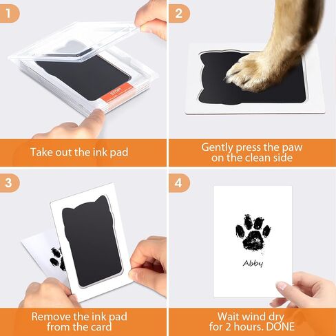 Nabance Paw Print Kit for Dog Cats, Pet Paw Print Impression Kit, 4 Inkless Print Pads, 8 Imprint Cards, Nose Print Stamp Pad for Dogs, Clean Touch Pet Footprint Kit, Pet Paw Ink Pad Family Keepsake in Saudi Arabia