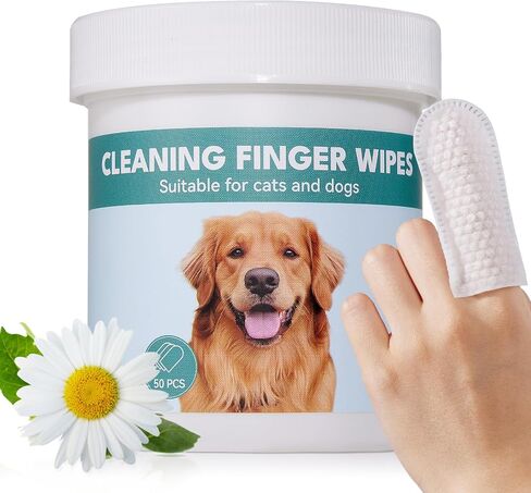 Natural Ear Wipes Finger for Dogs & Cats Comfy Finger Design | Clean Ear Wax, Debris & Dirt Gently | 50 Count Pack in Saudi Arabia