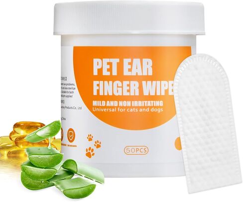 Dog Ear Wipes Finger,Ear Cleaner Wipes for Cats and Dogs,Debris - Soothes & Relieves Ear Itching,All Natural Ingredients - 50 Count. in Saudi Arabia