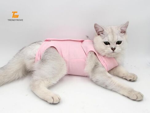 2PCS Cat Cone Collar and Cat Recovery Suit, Anti-Bite, Stop Licking Wounds, Adjustable Soft Elizabethan Cone, Cat Onesie for Female Cat After Surgery in Saudi Arabia