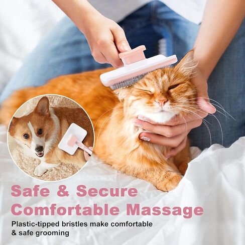 فرشاة BMZJLSQ للتنظيف الذاتي للحيوانات الأليفة، فرشاة شعر للحيوانات الأليفة، فرشاة للكلاب وفرشاة للقطط لإزالة شعر الحيوانات الأليفة، أداة إزالة شعر الحيوانات الأليفة، مشط تدليك آمن للشعر الطويل والمتوسط ​​والقصير (برتقالي)، كبير in Kuwait