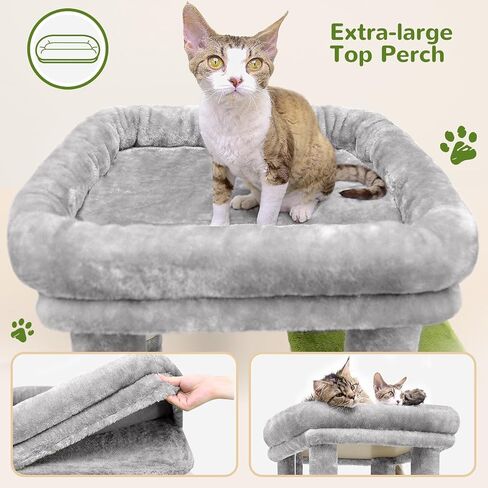 F61 Cat Tower for Indoor Cats, Heavy Duty Cat Trees for Large Cats Adult Big Cats Maine Coon Cat Tree Tower with Scratching Post, Extra Large Top Perch, Cat Condos, Light Grey, 61inch in Kuwait