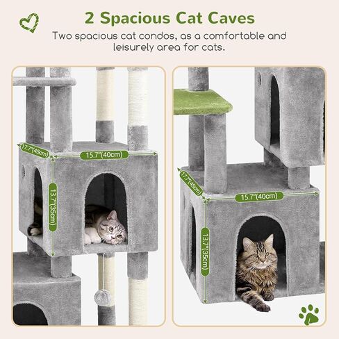 F61 Cat Tower for Indoor Cats, Heavy Duty Cat Trees for Large Cats Adult Big Cats Maine Coon Cat Tree Tower with Scratching Post, Extra Large Top Perch, Cat Condos, Light Grey, 61inch in Kuwait
