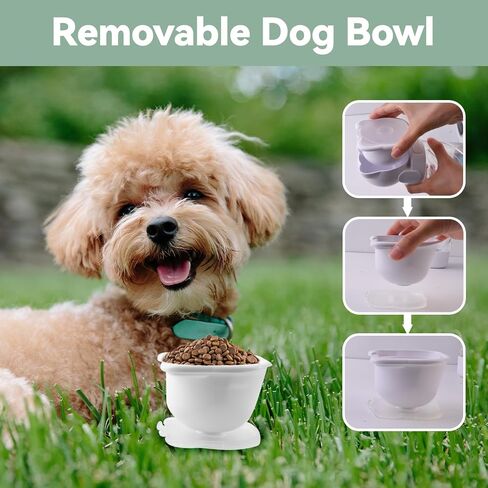 Portable Dog Water Bottle with Food Container and Poop Bag Dispenser, Travel Water Bottle for Dogs, Puppy Small Medium Dog Water Bowl Dispenser, 3-in-1 Cute Pet Water Bottle (Pink, 10OZ) in Saudi Arabia