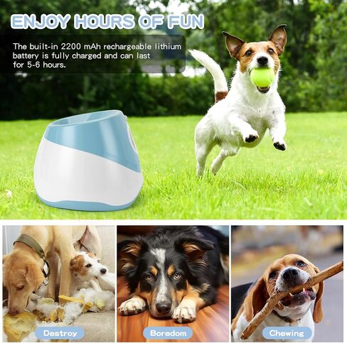 Automatic Ball Launcher for Dogs, Dog Ball Thrower Launcher with 12 Tennis Balls, Adjustable 10-30ft Tennis Ball Thrower for Dogs, Dog Fetch Machine for Small to Medium Dogs Indoor/Outdoor (Blue) in Saudi Arabia